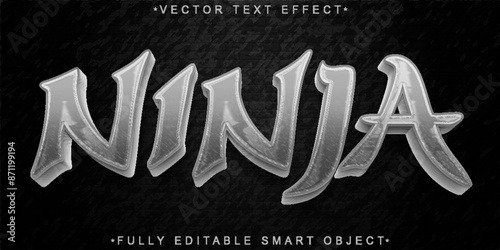 Fighter Ninja Silver Vector Fully Editable Smart Object Text Effect