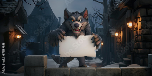 Halloween Werewolf Holding ...