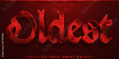 Red Oldest Vector Fully Editable Smart Object Text Effect