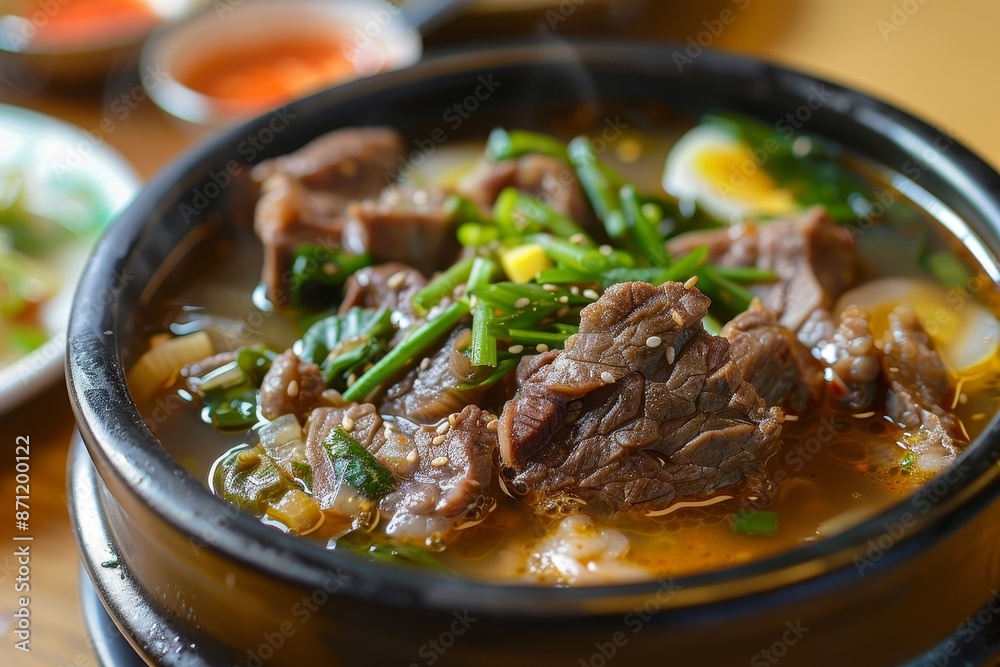 Korean cuisine including beef dishes beef tail soup boiled pork and traditional side dishes like salted squid and kkakdugi Korean cuisine including beef dishes beef tail soup boiled pork and traditional side dishes like salted squid and kkakdugi