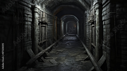 Dungeon Corridor: A Journey Through Shadows and Secrets Fantasy  wallpaper