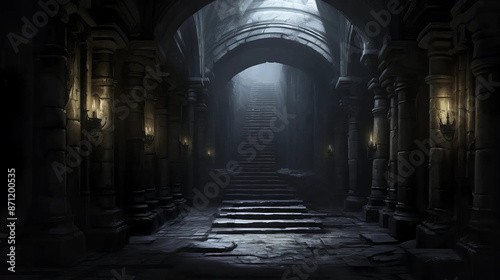 Dungeon Corridor: Enchanted Pathway of Shadows and Mysteries Fantasy wallpaper