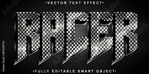 Black And White Flag Faster Racer Vector Fully Editable Smart Object Text Effect