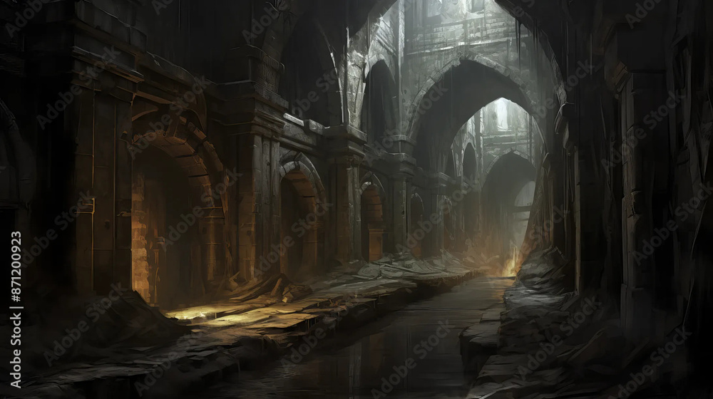 Dungeon Corridor: A Journey Through Mysterious Shadows Fantasy wallpaper Dungeon Corridor: A Journey Through Mysterious Shadows Fantasy wallpaper