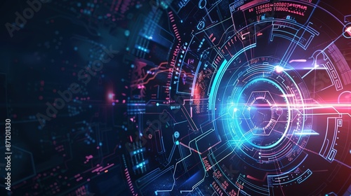 Wallpaper Mural Futuristic Holographic Digital Interface Background for Technology Presentations Torontodigital.ca