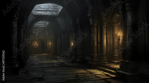 Dungeon Corridor Enchanted Pathway of Mystical Adventure Fantasy wallpaper