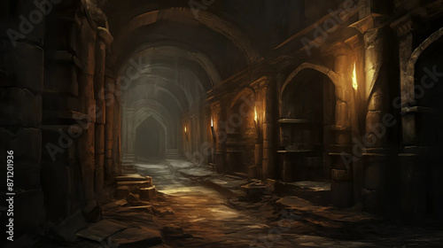 Corridor of Shadows: A Journey Through Mystic Realms Fantasy wallpaper