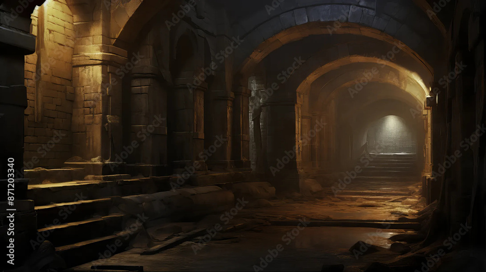 Dungeon Corridor: A Dark Journey Through Mystical Shadows
 Fantasy  wallpaper