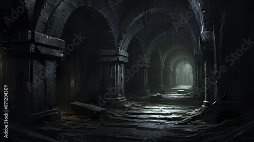 Dungeon Corridor Exploration of Dark Mysteries and Shadows Fantasy wallpaper