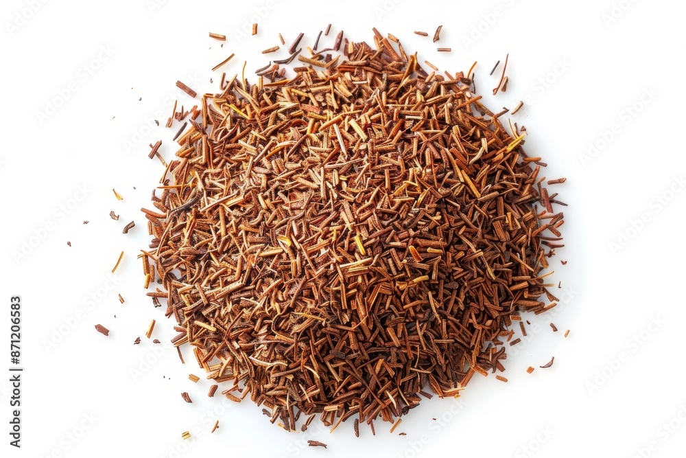 Fototapeta premium Pile of rooibos tea on white background overhead view