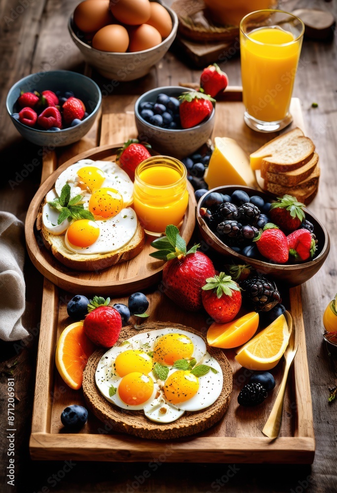 freshly prepared wholesome breakfast rustic wooden tray toast, arrangement, assortment, attractive, balance, beautiful, breakfasting, brunch, catering freshly prepared wholesome breakfast rustic wooden tray toast, arrangement, assortment, attractive, balance, beautiful, breakfasting, brunch, catering