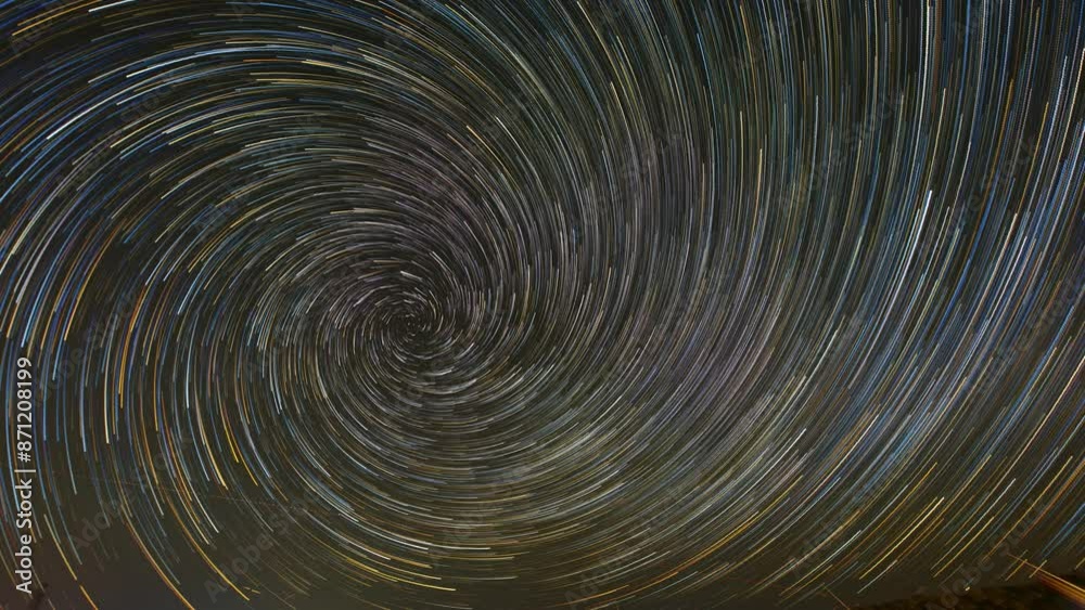 Vortex Spiral Star Trails rotating around the north star