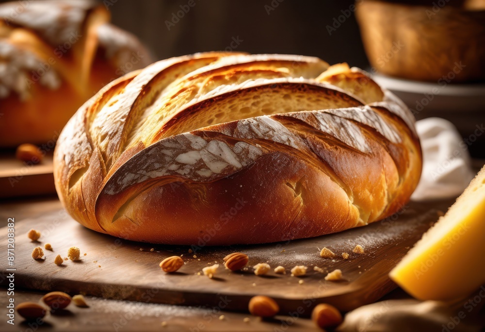 rustic artisanal bread elegant marble countertop, homemade, crusty, loaf, organic, ingredients, fresh, cuisine, gourmet, bakery, traditional, sourdough rustic artisanal bread elegant marble countertop, homemade, crusty, loaf, organic, ingredients, fresh, cuisine, gourmet, bakery, traditional, sourdough
