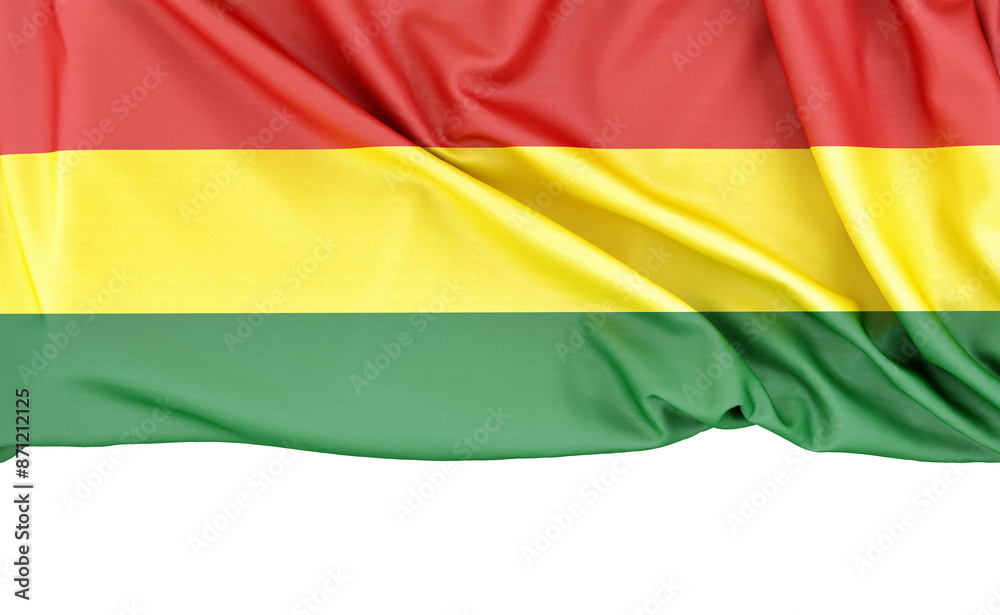 Flag of Bolivia isolated on white background with copy space below. 3D rendering Flag of Bolivia isolated on white background with copy space below. 3D rendering