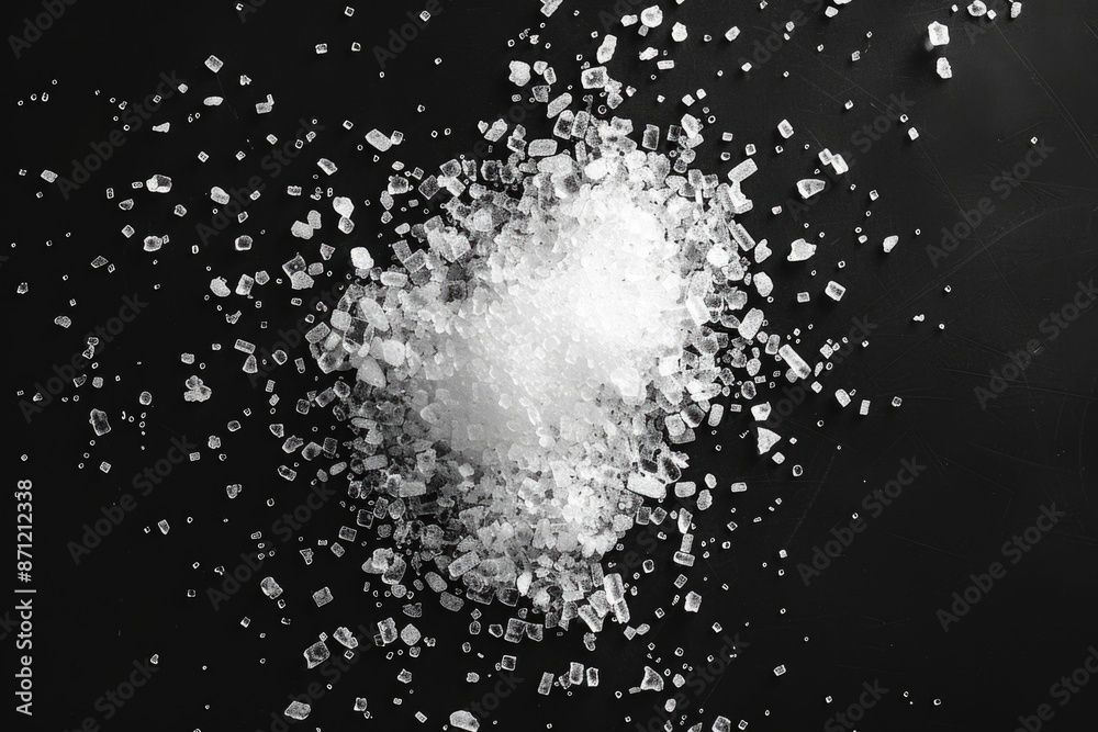 Obraz premium A close-up shot of a pile of sugar in black and white