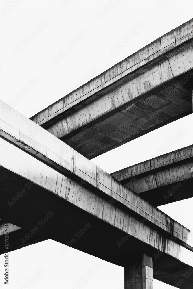 Fototapeta premium A black and white photo of a highway overpass, perfect for use in urban or infrastructure projects