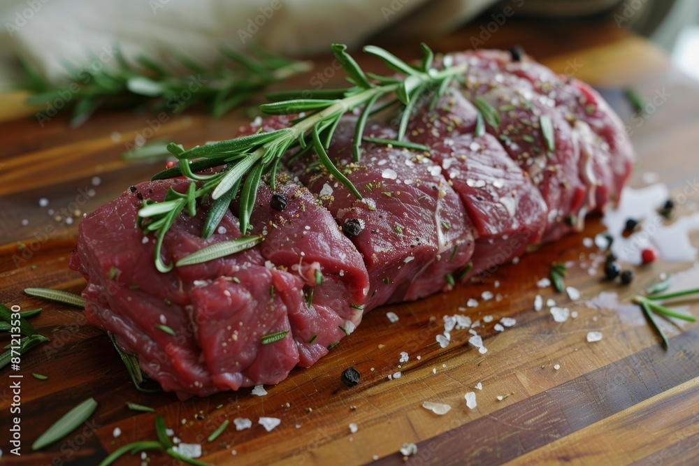 Salt and peppered beef tenderloin with rosemary Salt and peppered beef tenderloin with rosemary