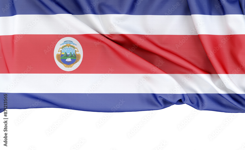 Naklejka premium Flag of Costa Rica isolated on white background with copy space below. 3D rendering