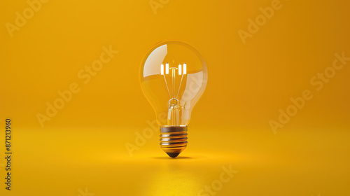 a light bulb, tilted slightly to the right, on a bright yellow background