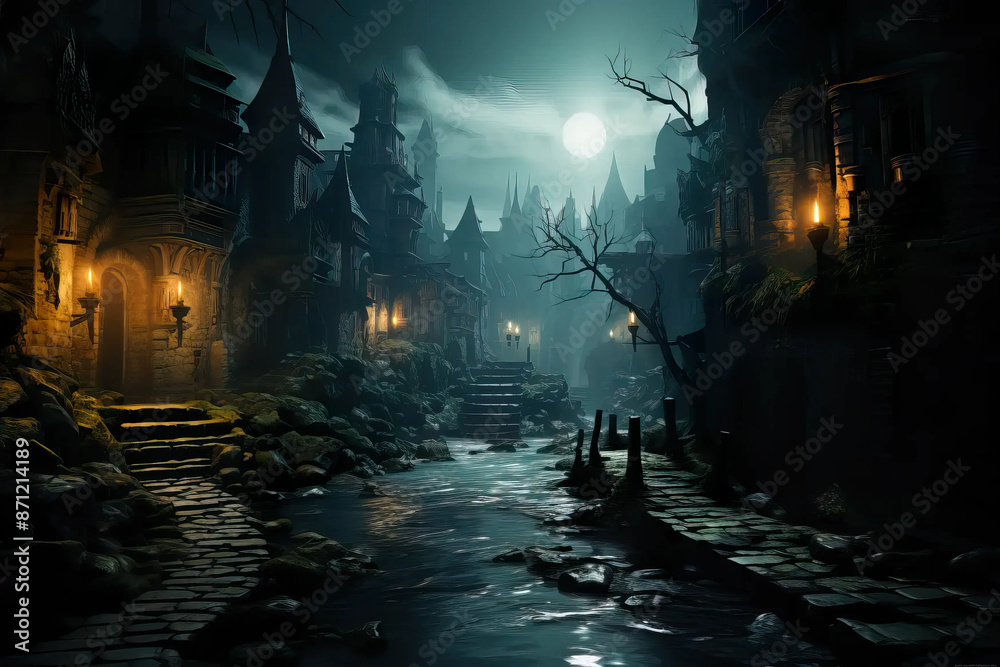Shadows whisper secrets in the darkened realms. Fantasy wallpaper Shadows whisper secrets in the darkened realms. Fantasy wallpaper