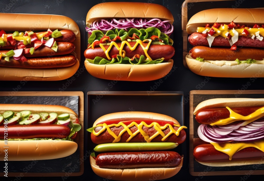 artisanal hot dogs distinctive toppings gourmet style food enthusiasts, sausage, delicacy, flavors, condiments, culinary, presentation, cuisine, chef artisanal hot dogs distinctive toppings gourmet style food enthusiasts, sausage, delicacy, flavors, condiments, culinary, presentation, cuisine, chef