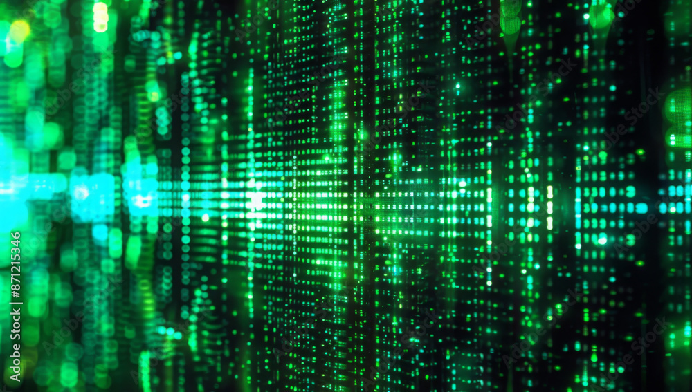 Abstract tech background. Retro green monochrome phosphor monitor display with pixel sorting glitch effect Abstract tech background. Retro green monochrome phosphor monitor display with pixel sorting glitch effect