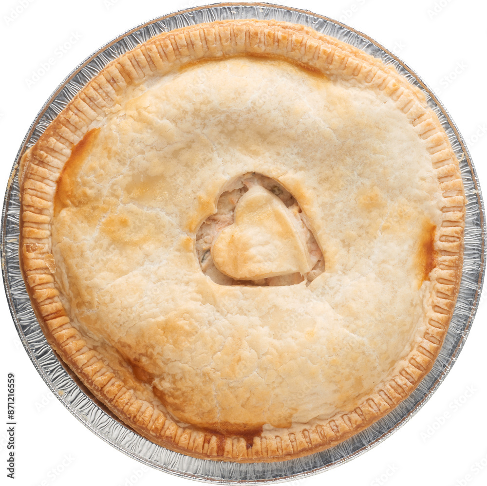 An homemade chicken pot pie made with love - Ready to use Premium PNG Cutout Isolated image An homemade chicken pot pie made with love - Ready to use Premium PNG Cutout Isolated image