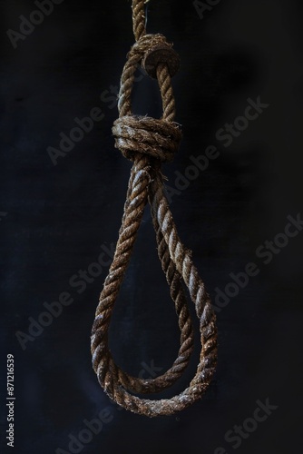 A close-up view of a rope hanging from a hook, great for use in illustrations or designs where a rope is the main focus