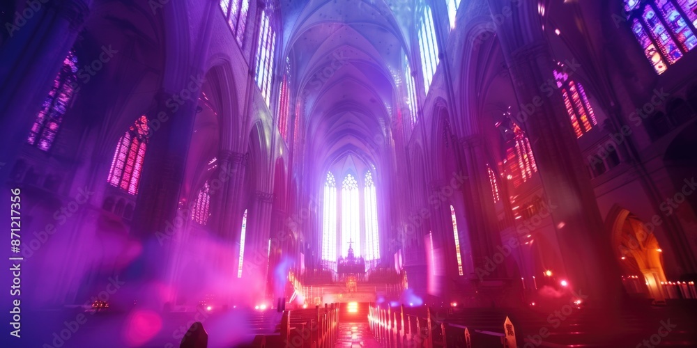 Obraz premium A large cathedral with numerous windows and stained glass design