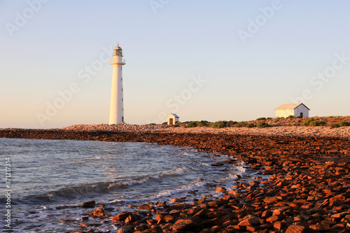 Point Lowly lighthouse at dawn. Whyalla. South Australia.  photo