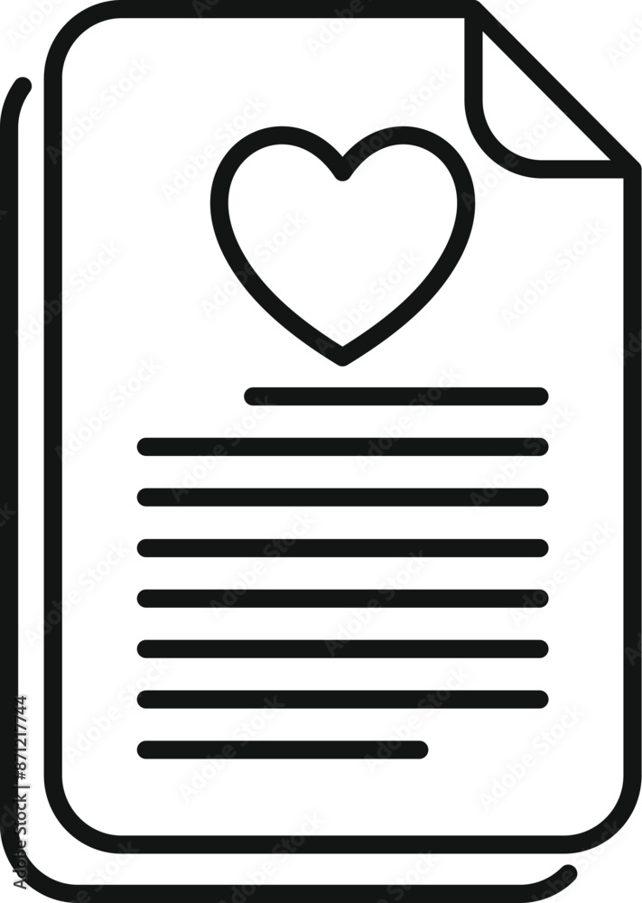 Love letter with a heart shape symbol on top of paper, expressing affection and romance Love letter with a heart shape symbol on top of paper, expressing affection and romance