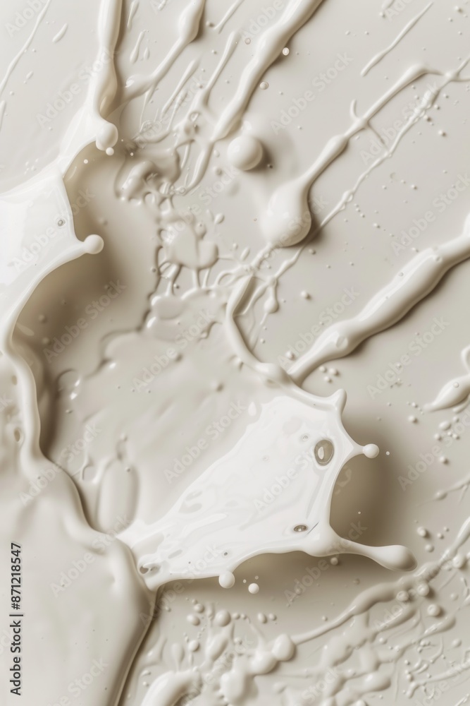 Close-up shot of white liquid flowing down a vertical surface