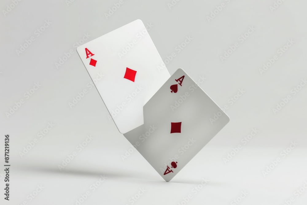 Obraz premium A pair of playing cards falling through the air