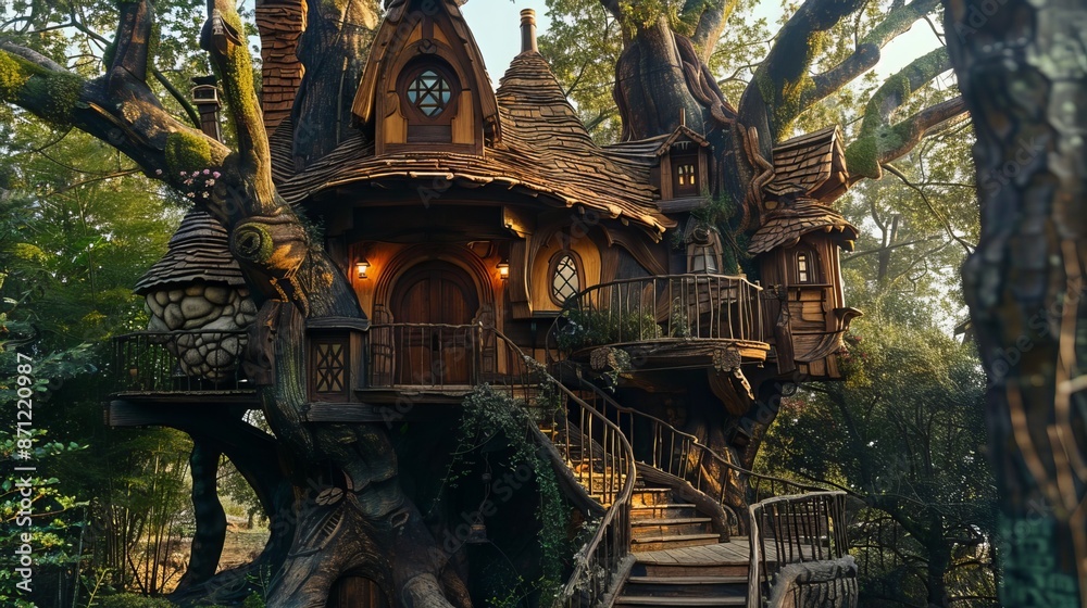 Obraz premium Enchanted Forest Tree Dwelling