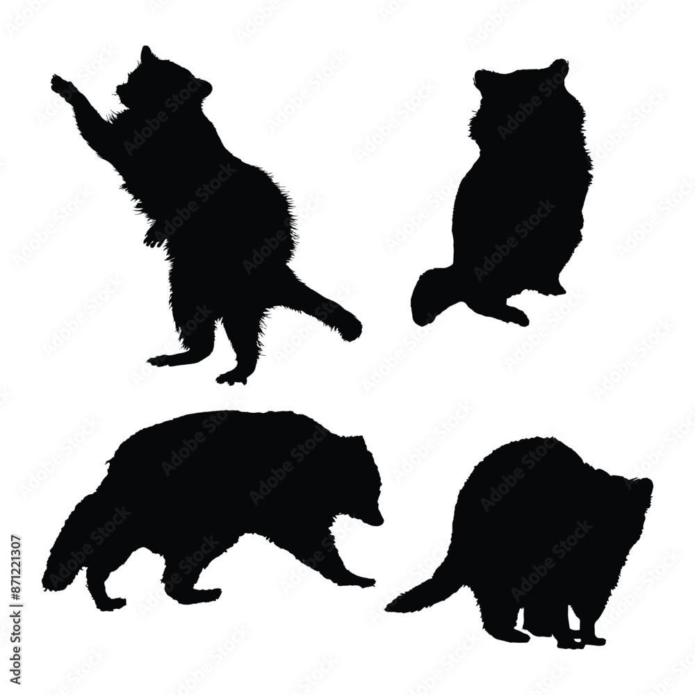 Raccoon Silhouette Vector Illustration Bundle Raccoon Silhouette Vector Illustration Bundle