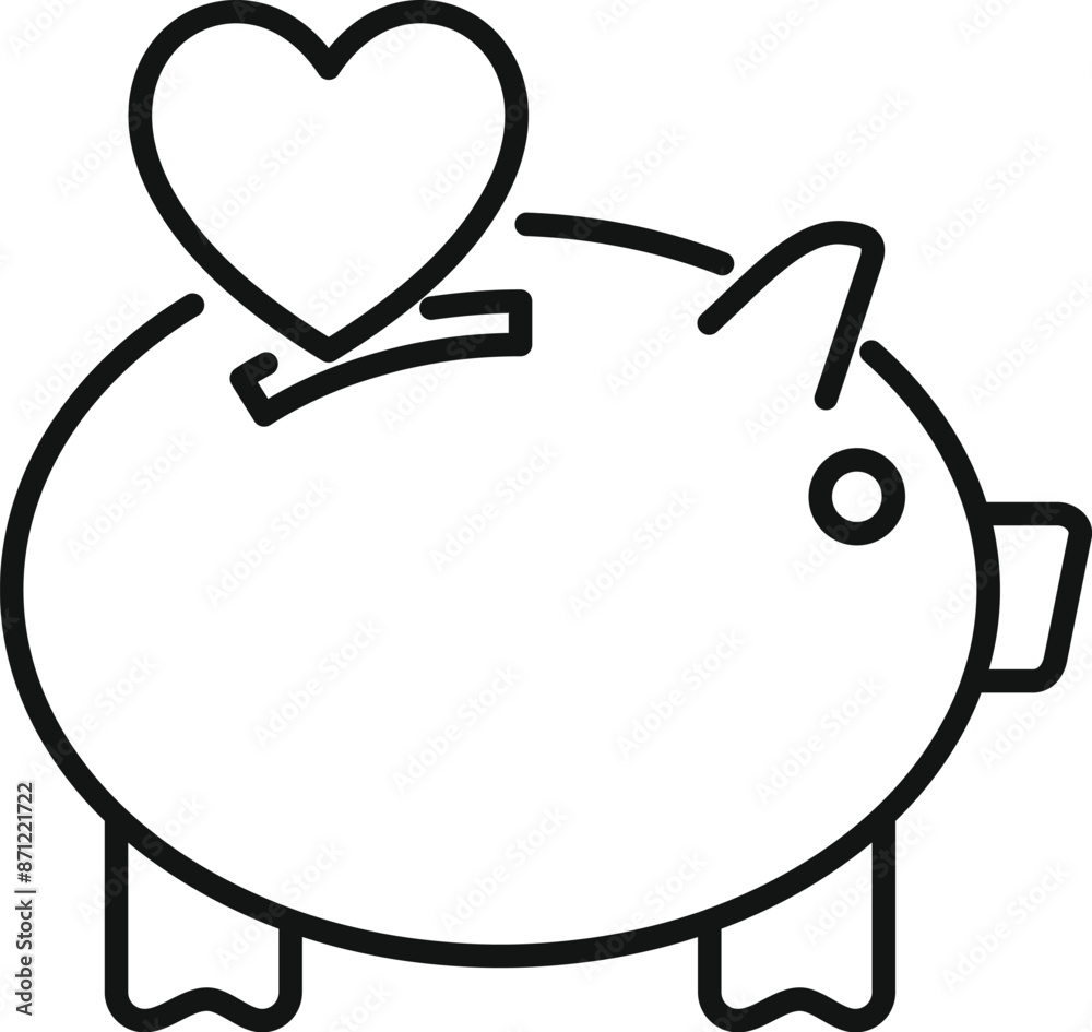 Charity donation concept with piggy bank inserting heart Charity donation concept with piggy bank inserting heart