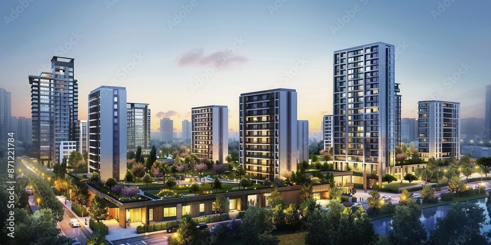 Fototapeta premium Modern Real Estate Website Design. Professional and sleek real estate websites list available