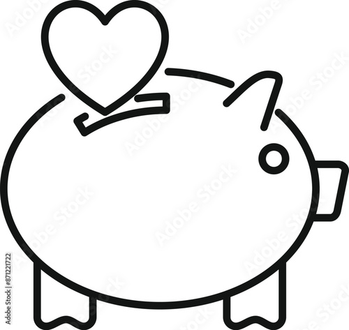 Charity donation concept with piggy bank inserting heart