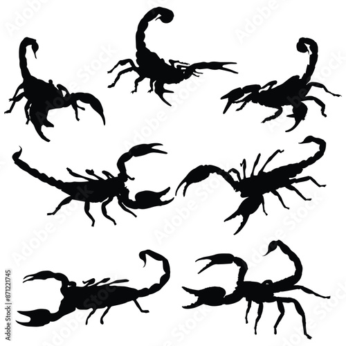 Scorpion Silhouette Vector Illustration Set