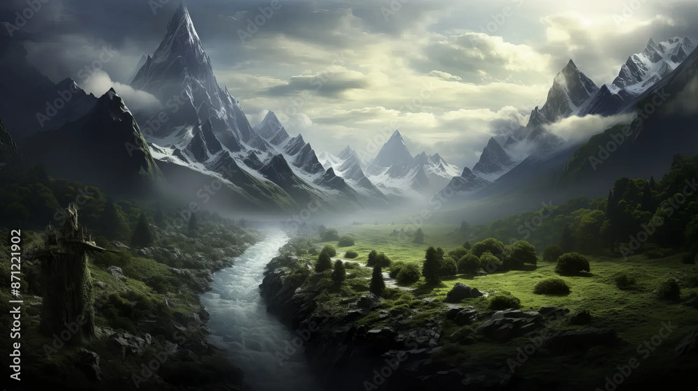 Echoing Valley in Enchanted Whispers of Nature's Magic Fantasy wallpaper Echoing Valley in Enchanted Whispers of Nature's Magic Fantasy wallpaper