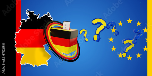 questions marks and EU flag...