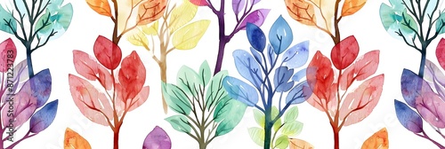 watercolor colorful plamtrees pattern background photo