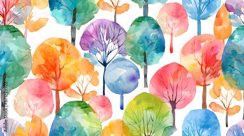 watercolor colorful plamtrees pattern background photo