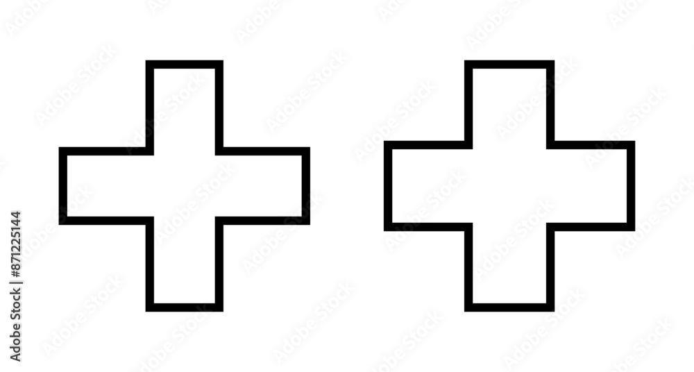 Plus Icon vector isolated on white background. Add plus icon. Addition sign. Medical Plus icon Plus Icon vector isolated on white background. Add plus icon. Addition sign. Medical Plus icon