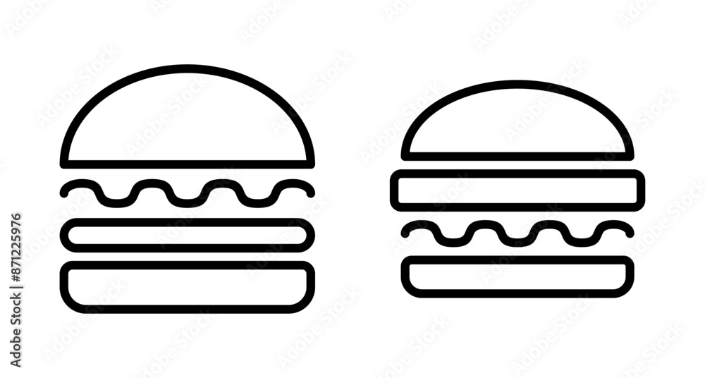 Hamburger icon vector isolated on white background. Burger and hamburger icon. Fast food vector icon Hamburger icon vector isolated on white background. Burger and hamburger icon. Fast food vector icon