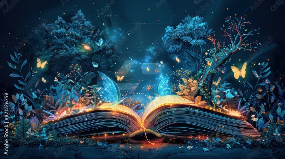 Magical Book in Enchanted Forest Magical Book in Enchanted Forest