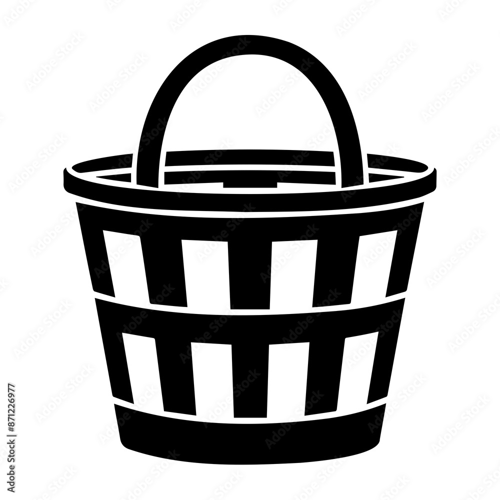 Minimalistic black and white icon of a basket, perfect for shopping, storage, and various design themes. Minimalistic black and white icon of a basket, perfect for shopping, storage, and various design themes.