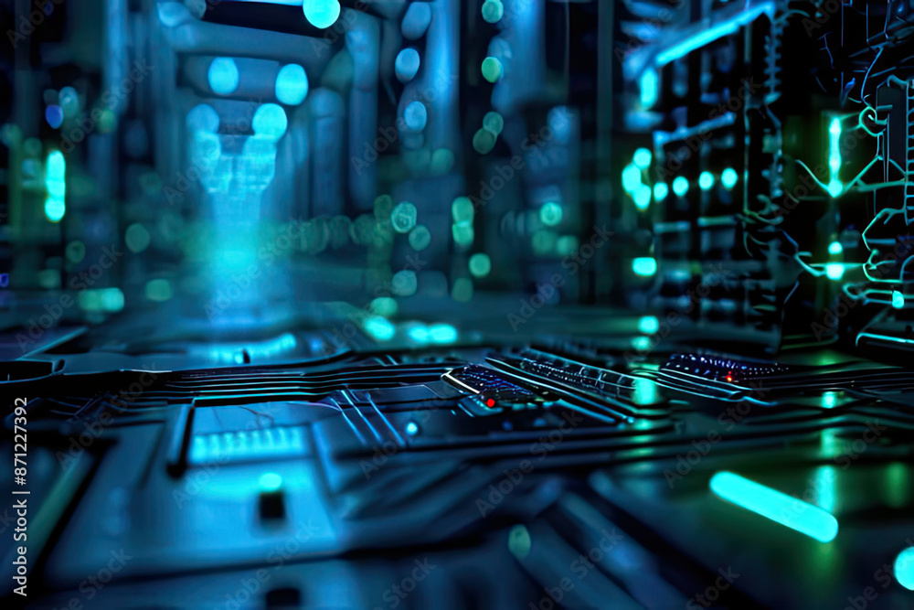 Circuit board-inspired background, intricate pathways Circuit board-inspired background, intricate pathways