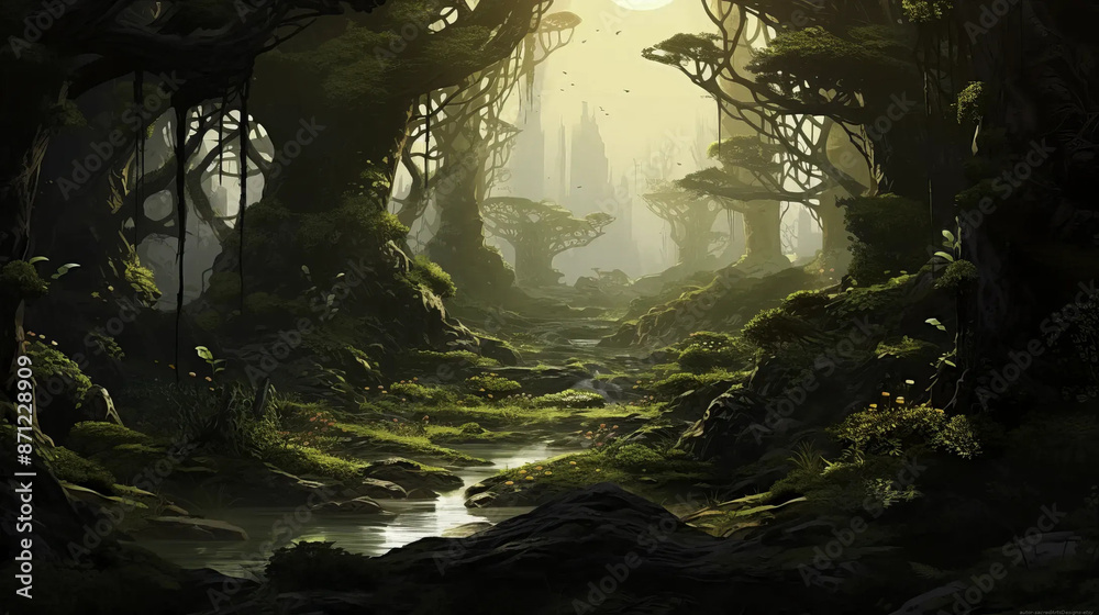 Elven Grove: Enchanted Forest of Mystical Serenity Fantasy wallpaper Elven Grove: Enchanted Forest of Mystical Serenity Fantasy wallpaper