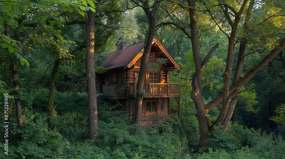 Wooden Cabin Hidden in the Forest Wooden Cabin Hidden in the Forest